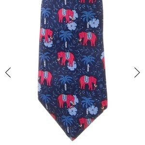 Hermes Blue and Red Elephant Pattern Tie